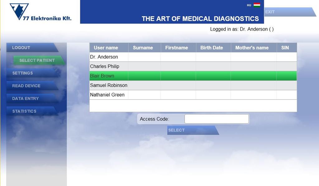 4.1.4. Login as a doctor To log in to the doctor s records, enter the username and password in the appropriate fields, then press the login button.
