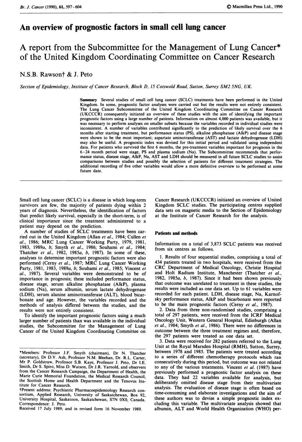 '." Br. J. Cancer Cancer (1990), (1990), 61, 597-604 Macmillan Press Ltd., 1990 61, 597-604 Macmillan Press Ltd.