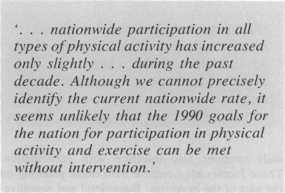 Health beliefs can influence the intention to be active, but intentions have also failed to predict subsequent participation (13,28).