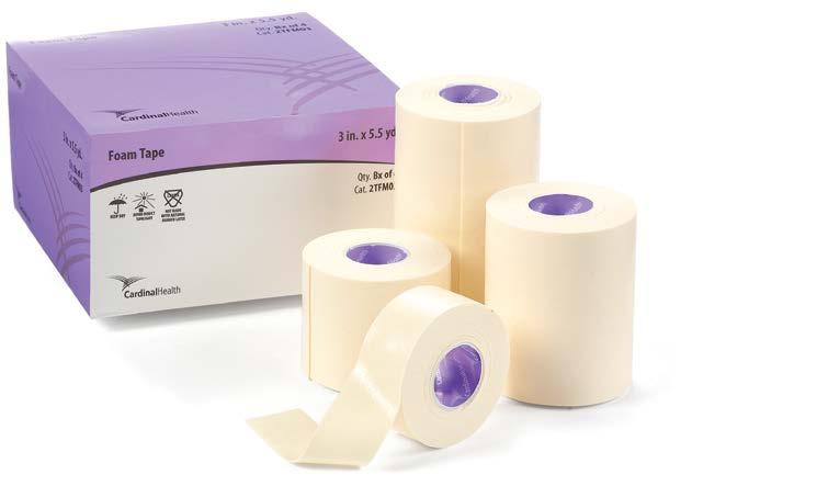 Specialty Applications Foam Tape Multi-direction stretch to accommodate swelling and promote comfort Conforms readily to joints and skin folds Gentle, secure adhesion to irregularly contoured sites
