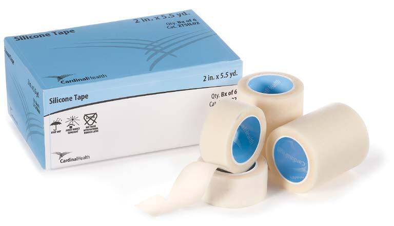 Sensitive Skin Silicone Tape Provides confident securement of dressings and devices Clean removal for sensitive skin Neatly torn by hand Patients with at-risk skin Securing dressings and tubes