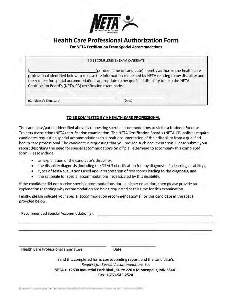Appendix D: Health Care Professional Authorization Form Download this form at:
