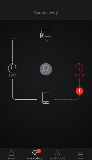Connectivity Connection and battery status Connection status Shows the connection status between your hearing aids, streamer device and mobile device.