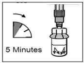 Step 4 ATTENTION: It is essential to let the vial stand for 5 minutes to ensure that the diluent has fully saturated the powder.