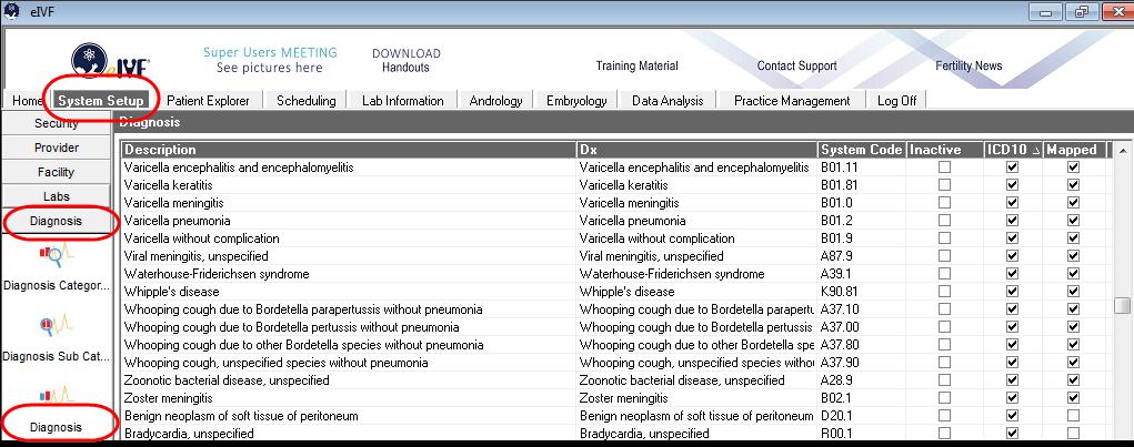 To view diagnoses historically as well as currently, click on the Diagnosis History icon on the left side (vertical icons).