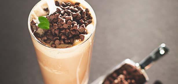 Mint Chocolate Calories: 230 Protein: 13g Carbs: 21g 1 Scoop Chocolate IdealShake 1 Cup Unsweetened Almond Milk 2 T Dark Chocolate
