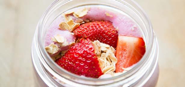 Strawberry Oatmeal Calories: 262 Protein: 15g Carbs: 32g 1 Scoop Strawberry or Vanilla IdealShake Mix 1 Cup Almond Milk 1/4 Cup Oats 3 Strawberries 3/4 tsp.