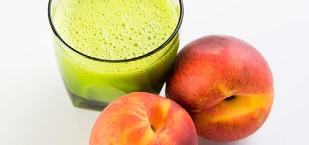 Peachy Green Calories: 212 Protein: 14g Carbs: 21g 1 Scoop Vanilla IdealShake 1/2 Cup Orange Juice 1/2 Cup Water 1 Cup Spinach 1 Peach (Pitted and Peeled) The Shakedown: