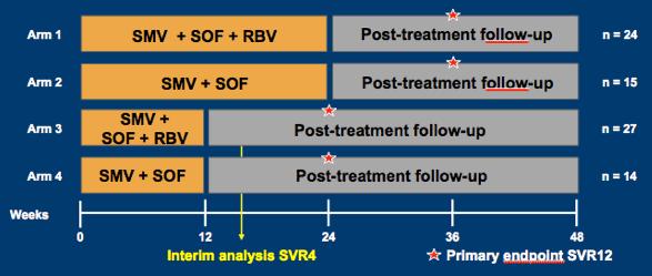 COSMOS: SVR4 results of a once daily regimen of simeprevir (TMC435) plus sofosbuvir (GS-7977) with or without ribavirin