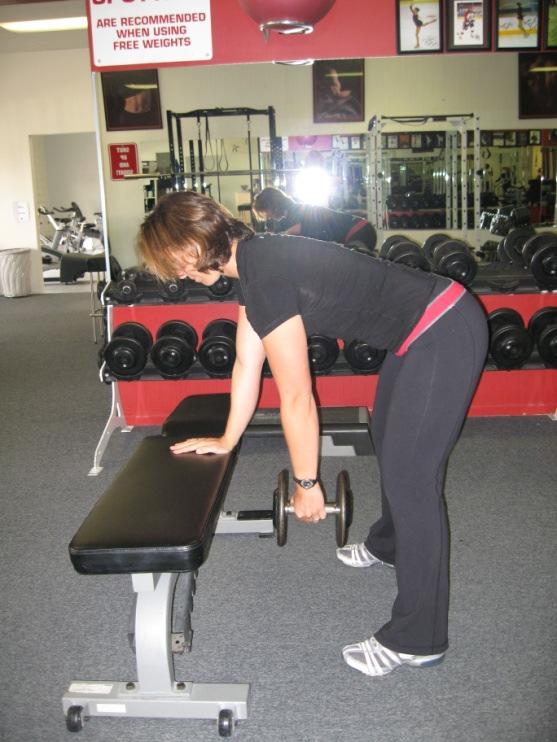 3 Point Dumbbell Row How To: The three points refer to the three points of support your two feet and one hand pressed against a bench.