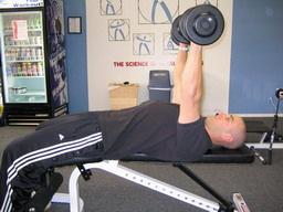 Push the dumbbells straight up until the arms are fully extended