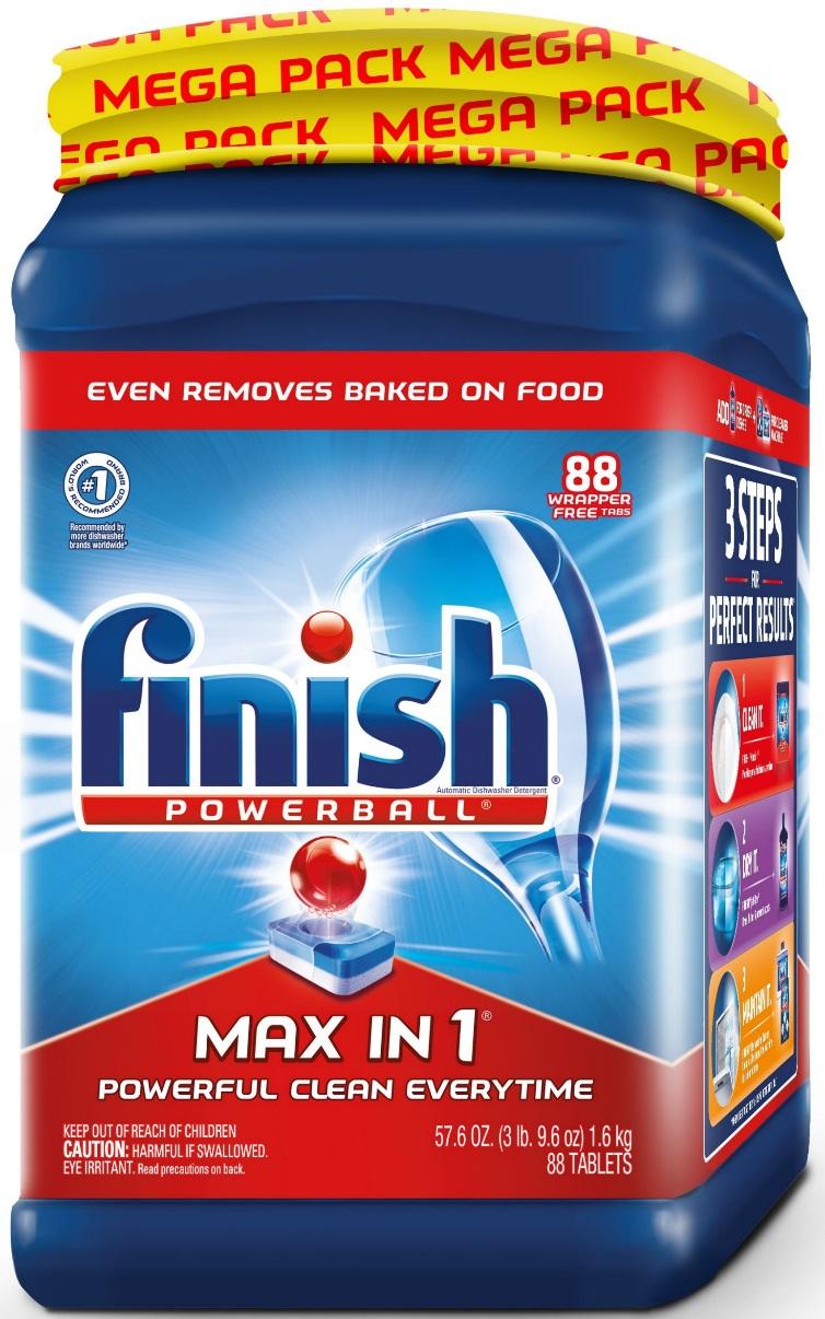 FINISH Powerball Mega Pack MAX IN 1 Powerball Tabs Pre-Soaking POWERBALL helps soften the toughest food residues for easy removal Gives you the brilliant clean you expect, plus