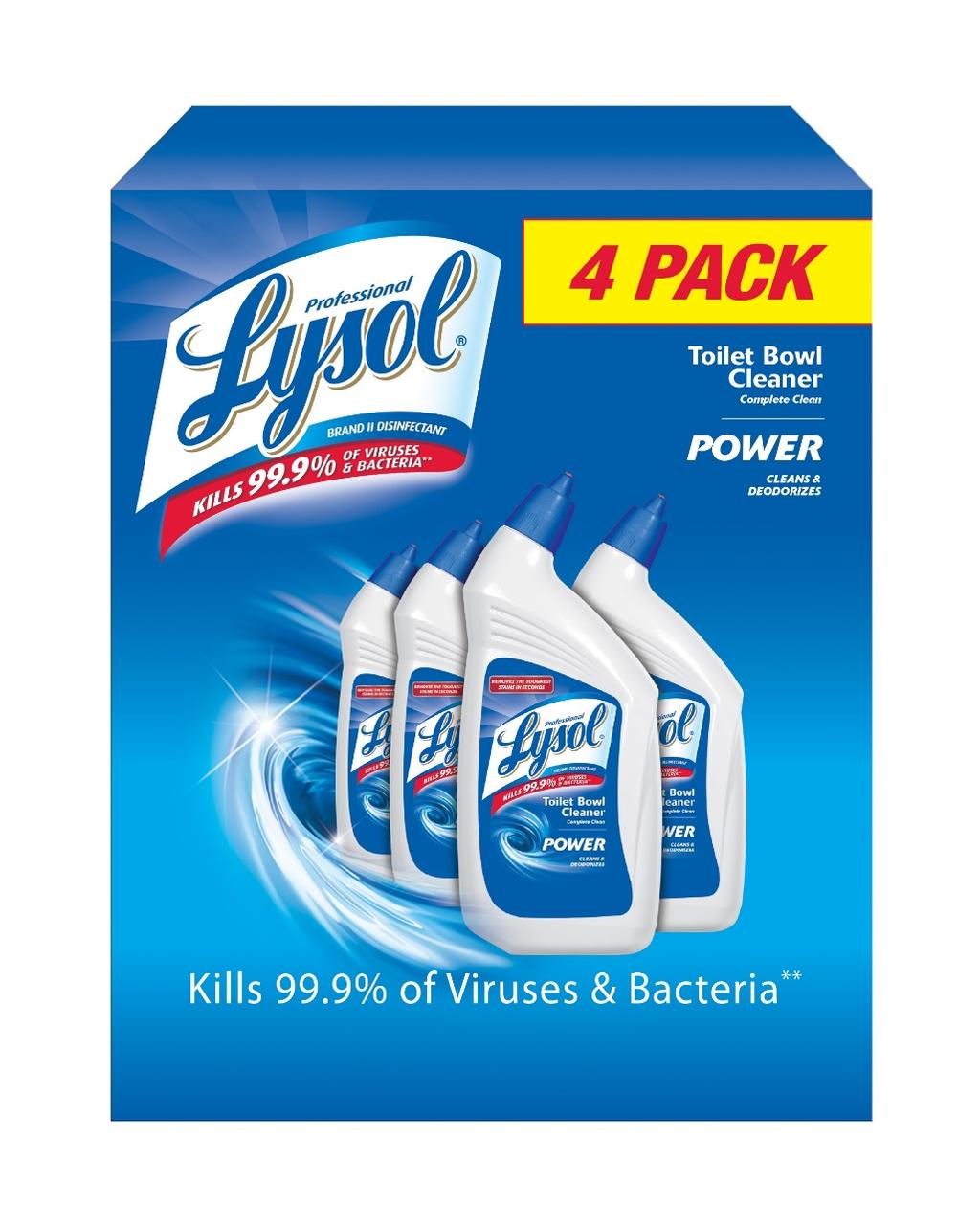 Professional LYSOL Power Toilet Bowl Cleaner 4 Pack! Effective against Staphylococcus, Pseudomonas, E.
