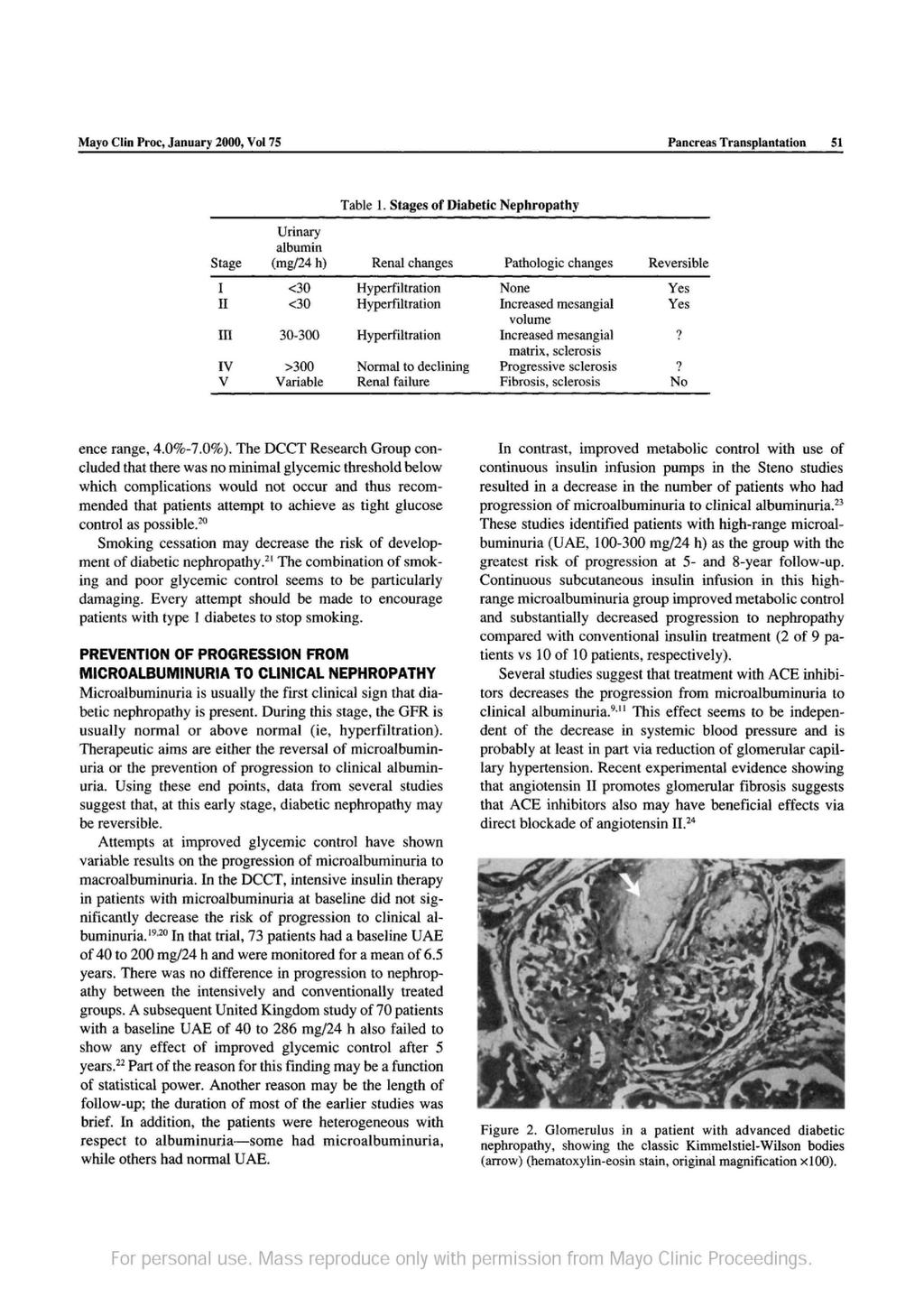Mayo Clin Proc, January 2, Vol 75 Pancreas Transplantation 51 Table 1.