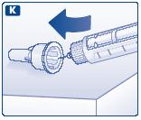 Guide the needle tip into the outer needle cap without touching the outer needle cap. L. When the needle is covered, carefully push the outer needle cap completely on. Then unscrew the needle.