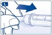 Keep the dose button pressed down and leave the needle under the skin for at least 6 seconds. This is to make sure that you get your full dose. l. When the needle is covered, carefully push the outer needle cap completely on.