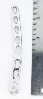 steel or commercially pure titanium Three distal locking holes accept 2.7 mm locking screws or 2.
