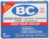 bc powder Aspirin 845 mg Powders, 50 Count ecotrin Tablets, 150 Count Tablets, 125 Count goody s Acetaminophen Small, bright