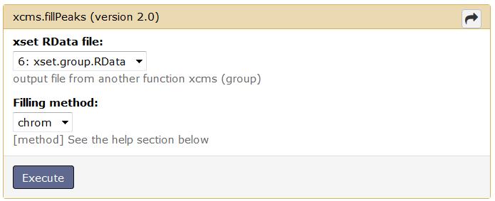 xcms fillpeaks Filling method: «chrom» for LCMS «MSW» for