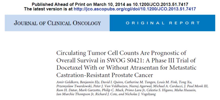 PROGNOSTIC VALUE OF CTC COUNTS FOR SURVIVAL In cancer patients with advanced disease Breast Cancer