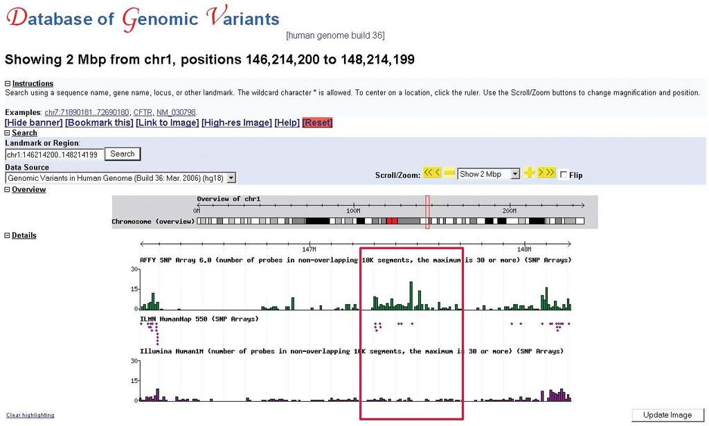 Figure 5b: Genotyping Console Software allows users to easily link out to the Database of Genomic Variants and other databases.