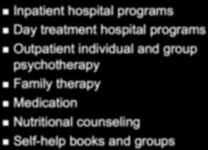 Inpatient hospital programs Most intensive Day treatment hospital