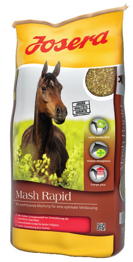 JOSERA Mash Rapid is a tasty, beneficial mixture with a very high linseed content. The linseed used in this feed is specially treated so that JOSERA Mash Rapid doesn t need to be cooked.