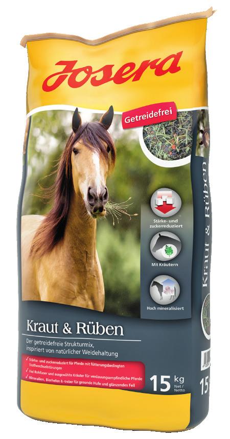 JOSERA Kraut & Rüben is refined by an ideal mix of vitamins, minerals, brewer s yeast, draff and micronutrients. This makes it a highly mineralized food.