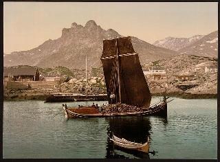 14. Nordland boat sajanditevanune Norra klinkerplangutusega kalapaat Pildil: Nordland boat puidulastis 1890 1900