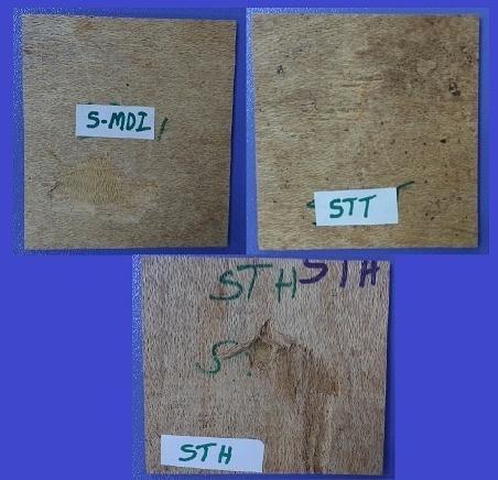 Plate1 Dry Bond strength of SMDI, STT and STH without cyclic test The board STC which was manufactured using Adhesive IV achieved boiled water proof grade (BWP) with excellent standard as per IS