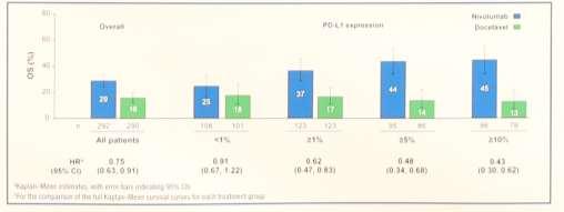 Efficacy According to PD-L1 Phase III - CheckMate 057 2-year Overall