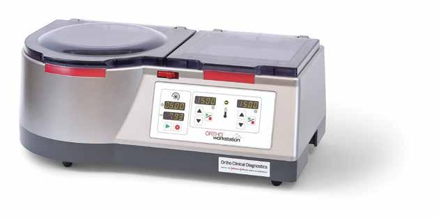 A2 ORTHO Workstation Description Centrifuge Cycle Speed Speed Indicator Timing Indicator Phase 1 793 rpm ± 10 rpm Phase 2 1509 rpm ± 10 rpm 4 digits 4 digits Cycle Timing Centrifuge Cassette Capacity
