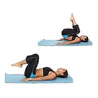 Reverse Crunch Strengthen your abdominus (front of abdomen) muscles. Lie flat on your back and reach back over your head to grip some object behind you.