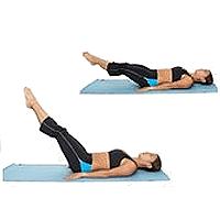 1 rep = Curl your hip upward and off the ground, pushing your legs towards the ceiling. Your feet should remain touching, or crossed, throughout this movement.
