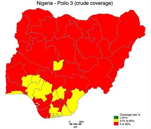 2016 MICS/NICS places Penta3 Coverage at 33% nationally Lagos Anambra Edo Enugu Ekiti Cross River Akwa Ibom FCT Imo Rivers Ondo