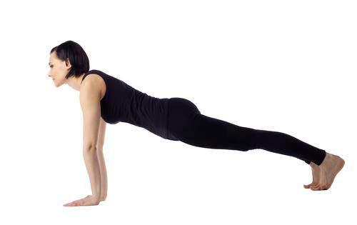 3. Plank Pose (Phalakasana) Your arms should be shoulder-width apart and directly below your shoulders.