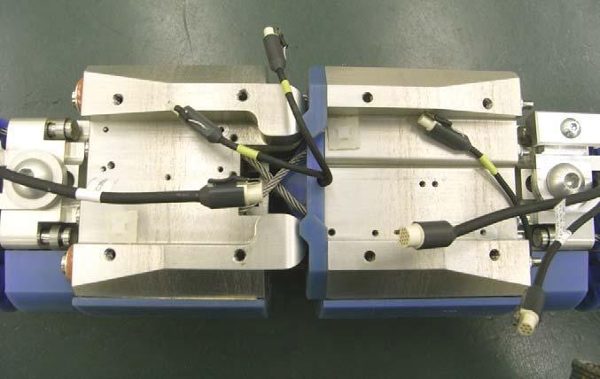 Figure 17. Off Board DAS wiring left hand side of impact face Most of the wiring for the off board configuration is in the tibia block.