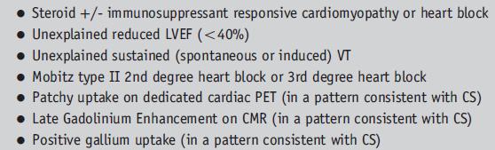 18 F-FDG PET in Cardiac Sarcoidosis Diagnosis of Cardiac Sarcoid HRS