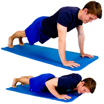 TABLE PUSH UPS Perform a push up as shown while leaning on a table PUSH UP Lying