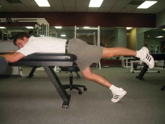 Prone Hip Extension - Table Lay over edge of bed.