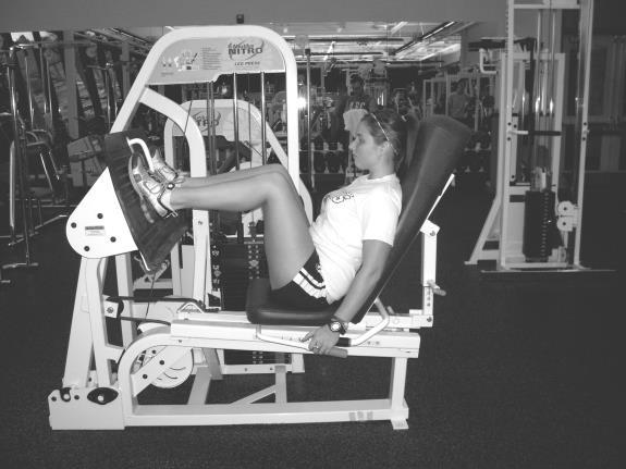 With elbows up slowly press machine forward without locking the elbows.