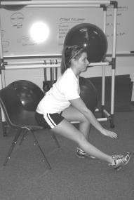 Alternate Method 2: Sit in chair and pull knee up toward chest h) Hamstring Stretch 2 Methods