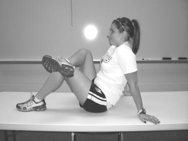 Put right ankle on top of left knee (kind of like ½ Lotus position ). Use right hand to push right knee toward the wall.