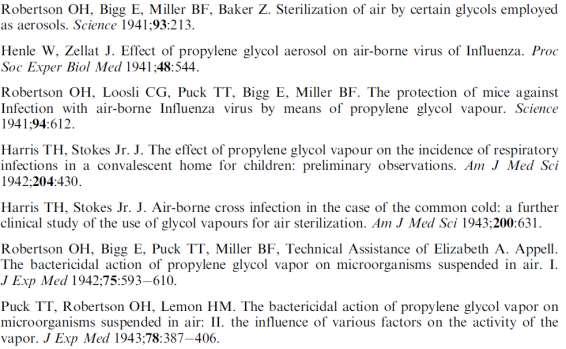 PROPYLENE GLYCOL INHALATION Bacteriostatic/bactericidal effects