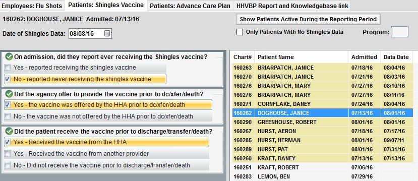 Updating the Patients Shingles Vaccine from Barnestorm Office Update the
