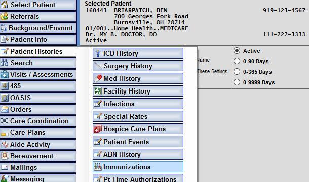 From Barnestorm Office pull up the patient you want to document on from the Select Patient screen.