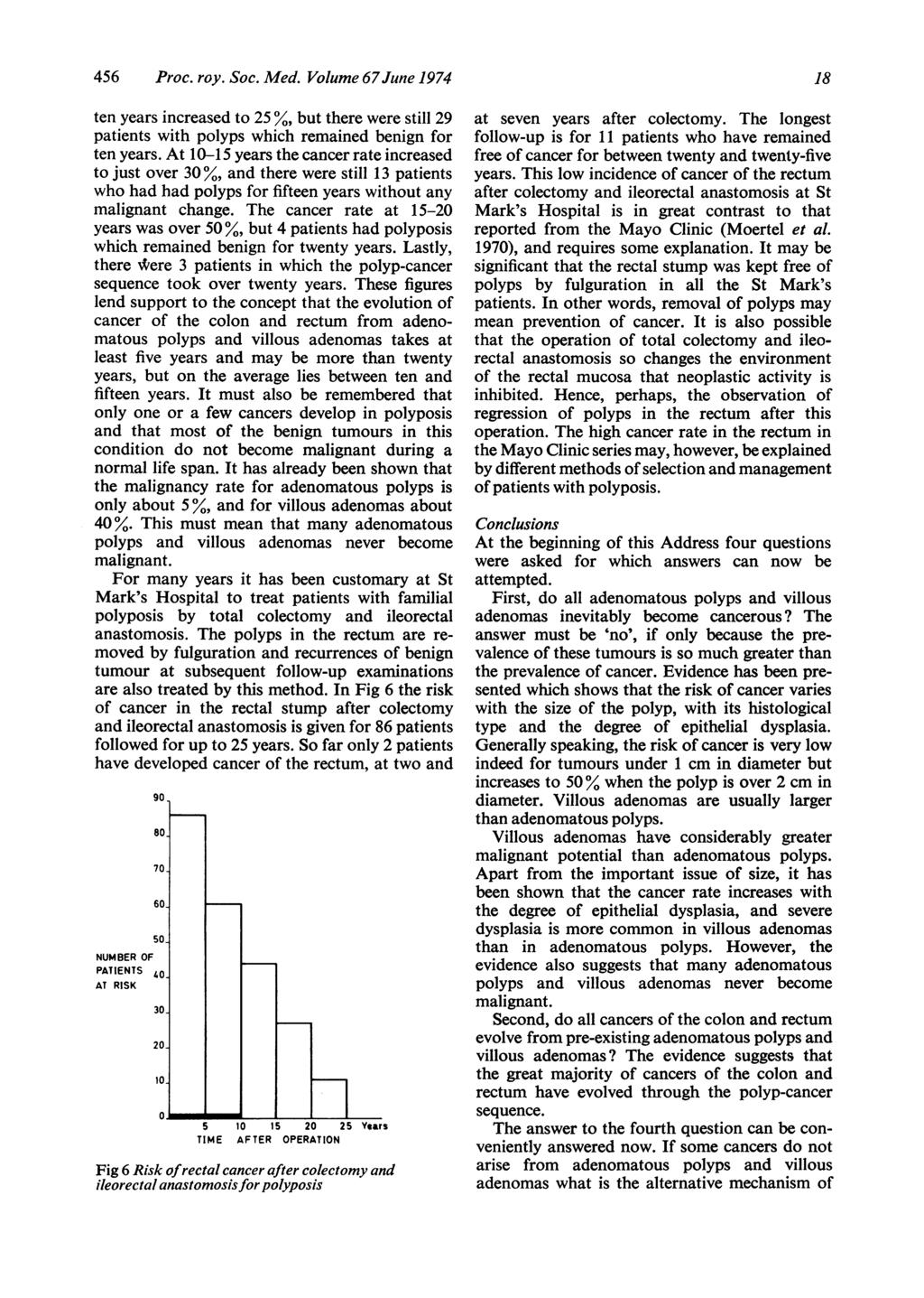 456 Proc. roy. Soc. Med. Volume 67 June 1974 ten years increased to 25 %, but there were still 29 patients with polyps which remained benign for ten years.