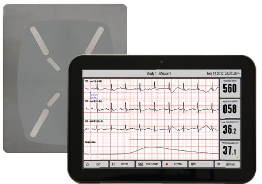 MouseMonitor TM also suitable for RAT Specification Sheet The MouseMonitor TM is a compact tabletop vital signs monitor that displays ECG and respiration waverforms as well as heart rate, breath rate