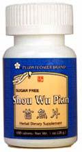Shou Wu Pian (He Shou Wu) Ingredients 100% He shou wu herb (Polygonum multiflorum root); it in Chinese roughly translates into Black hair Mr.
