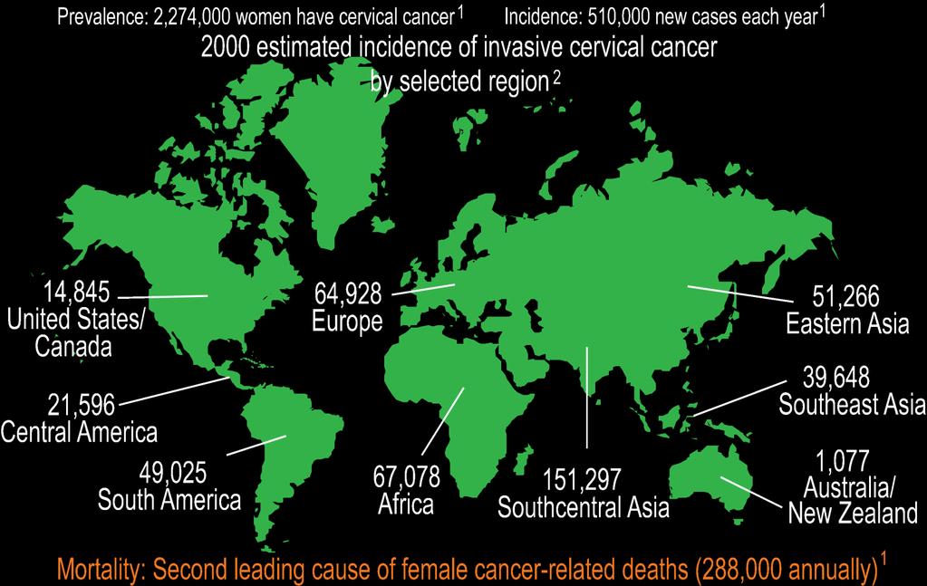 Cervical Cancer: Worldwide Prevalence, Incidence, and Mortality Estimates 1. World Health Organization.